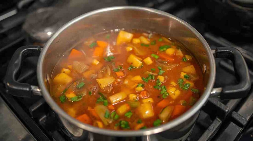 vegetable soup test in a pressure cooker