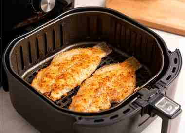 tilapia cooking on air fryer